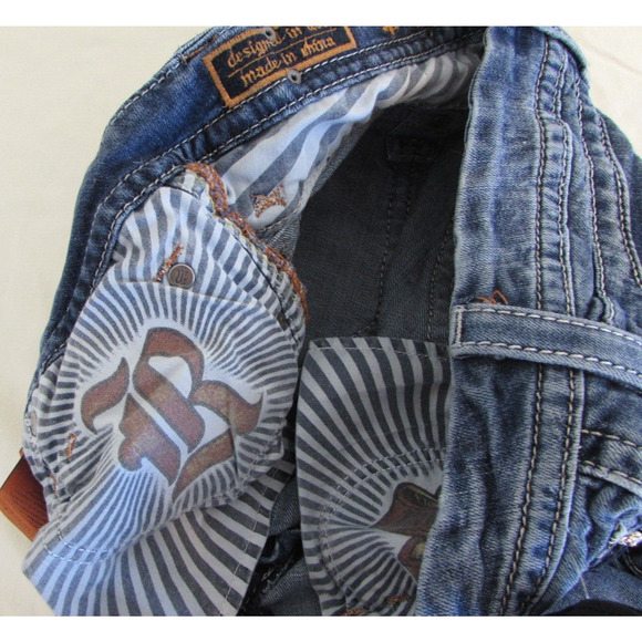 Rock Revival Easy Ankle Sasha Skinny Jeans Womens 27 Low Flap Pocket Bling - Picture 7 of 12